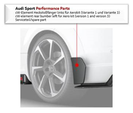Audi Sport TTRS Performance Luftleit Element hinten links und rechts glanz schwarz