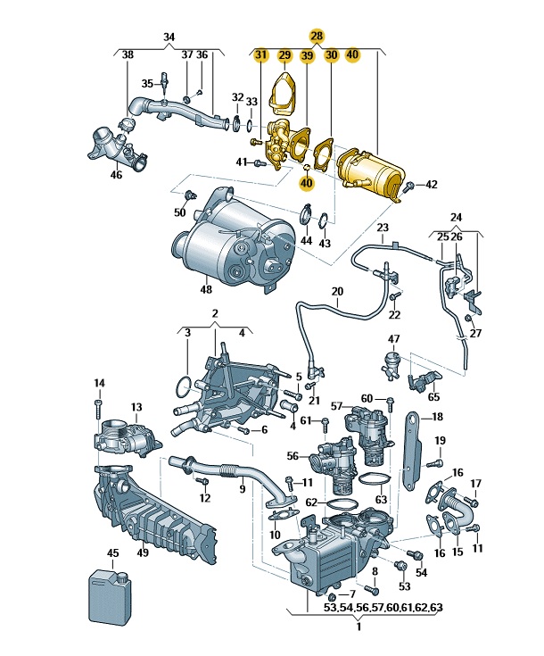 Original VW Abgaskühler 2.0 TDI Abgasreinigung Niederdruck Abgasrückführungskühler 03N131512L
