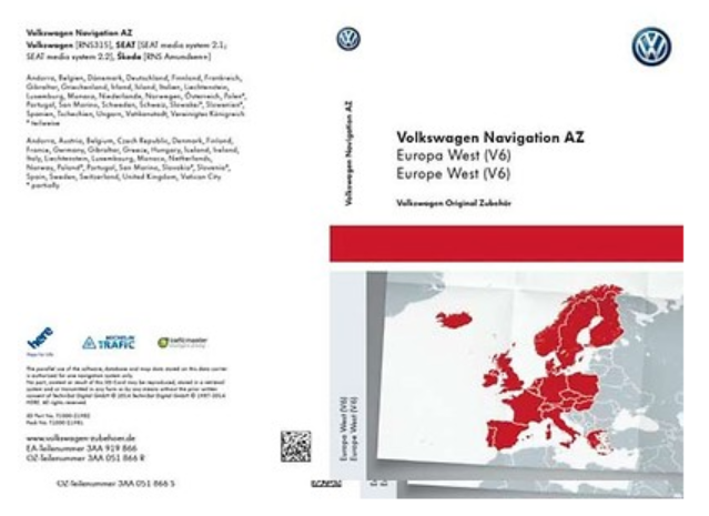 VW RNS 315 Navigationsdaten "V12" AZ Europa West auf SD-Karte