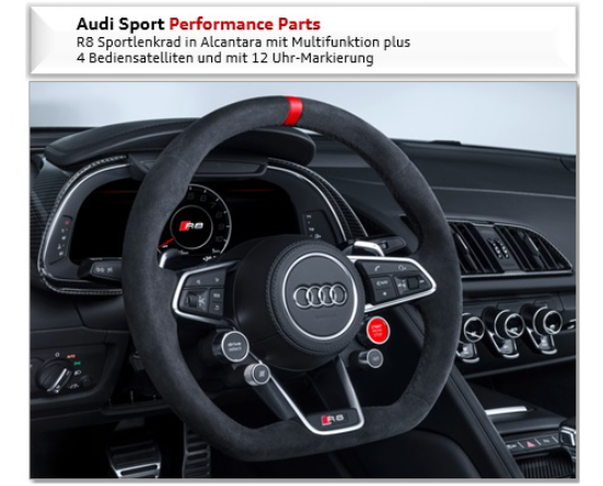 Audi Sport R8 Coupe/Spyder Lenkrad Alcantara -12Uhr Markierung 4-Satell.NEU Abverkauf