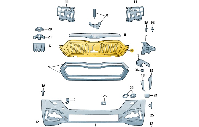Original Gitter Grill satinschwarz Skoda Octavia 5E3853653 ZD4