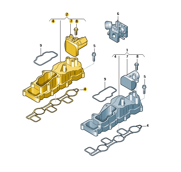 Original Audi VW Saugrohr Saugrohrklappe rechts 2.7/3.0 V6 TDI Dieselmotor Saugstutzen NEU