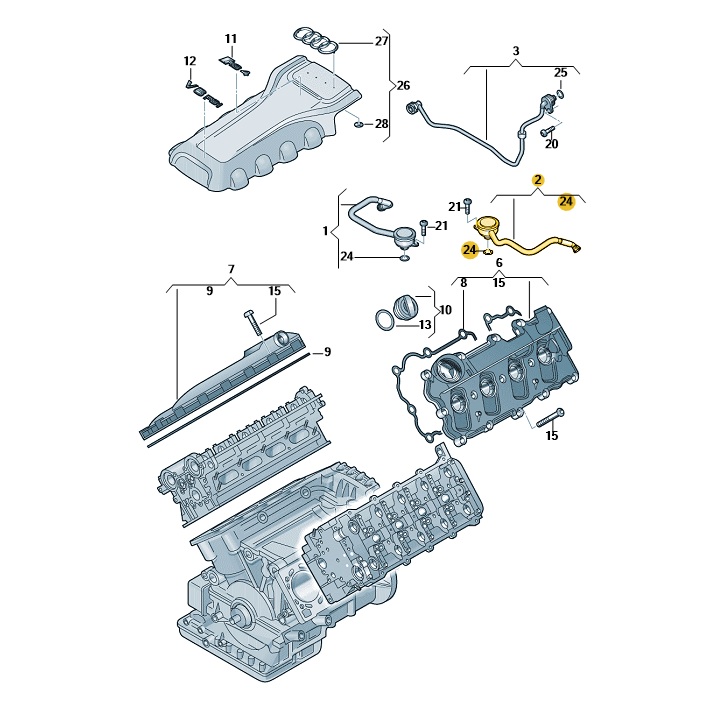 Original Entlüftungsschlauch rechts Audi RS4 RS5 079103210E Neu