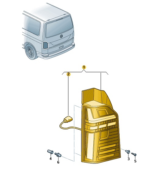 ORIGINAL VW Rückleuchte Schlussleuchte LED Rot dunkel T6.1 rechts 7LA945208C