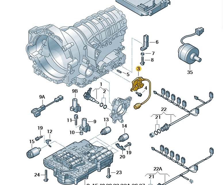 Multifunktionsschalter 5HP19 5-Gang Automatik 01V919821D Passat 3B Original ZF