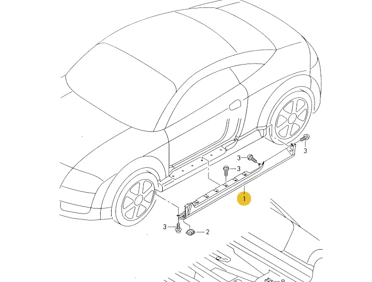 Original Unterholmverkleidung Schweller rechts Audi TT 8N 8N0853564A