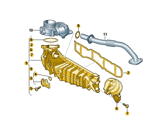 VW Ansaugkrümmer Ansaugbrücke 04L129709C Drucksensor VW T6 Crafter Multivan TDI
