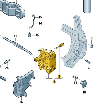 Original Volkswagen Bora Golf Lupo Seat Arosa Türschloss Links 6X1837013C