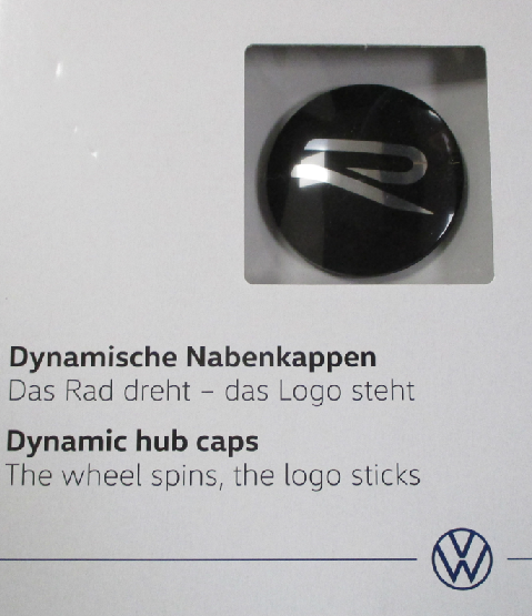 Original VW dynamische Nabenkappe mit "R" Logo / 000071213FNEU